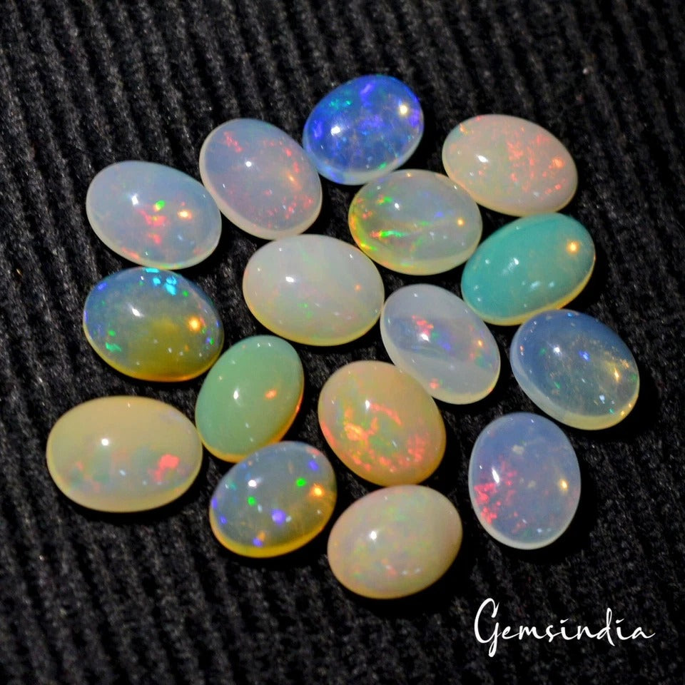 16 Pc Natural Ethiopian Opal 8-9mm Oval Untreated Multi Shine Certified Gemstone