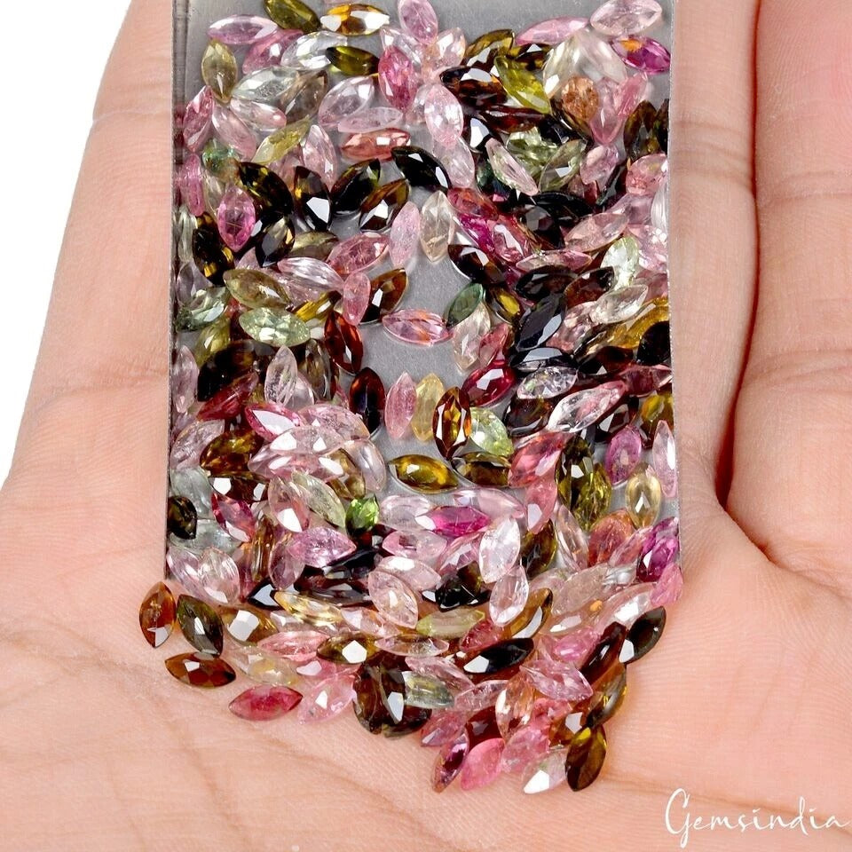 Natural Multi-Color Tourmaline Lot - Marquise Cut - Eye Clean- High Luster~6x3mm