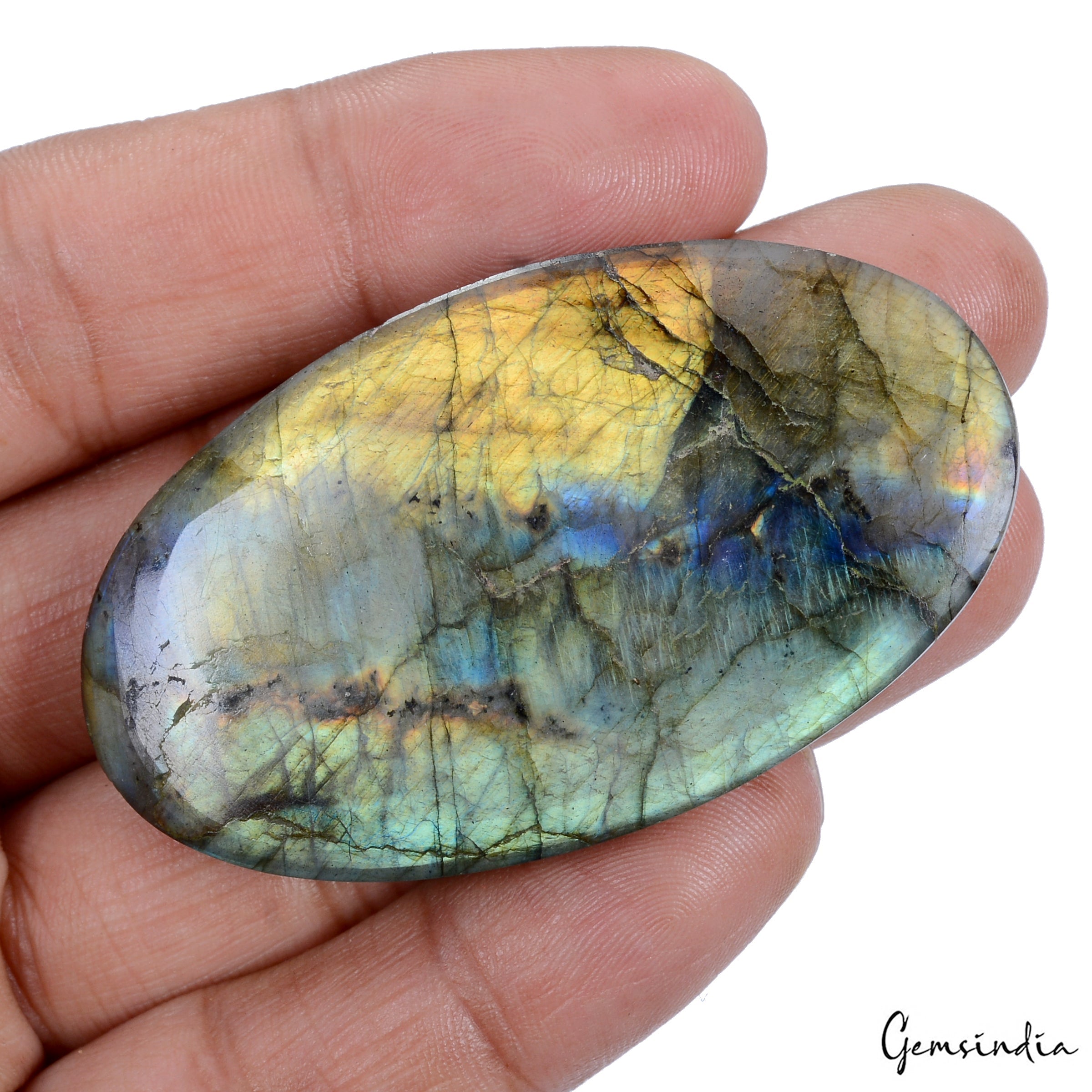 193 Ct Natural Untreated Peach Shine Labradorite Oval Cab Loose Gem For Pendant