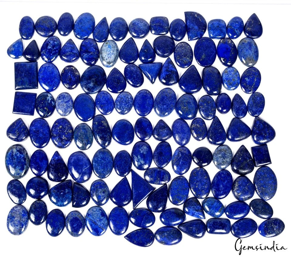 Lapis Lazuli Lot, Cabochon, Oval, Pear, Rectangular & Fancy Cabochon, Color Enhanced — 109 Pieces, 23mm to 34mm, 5000 Ct, Afghanistan