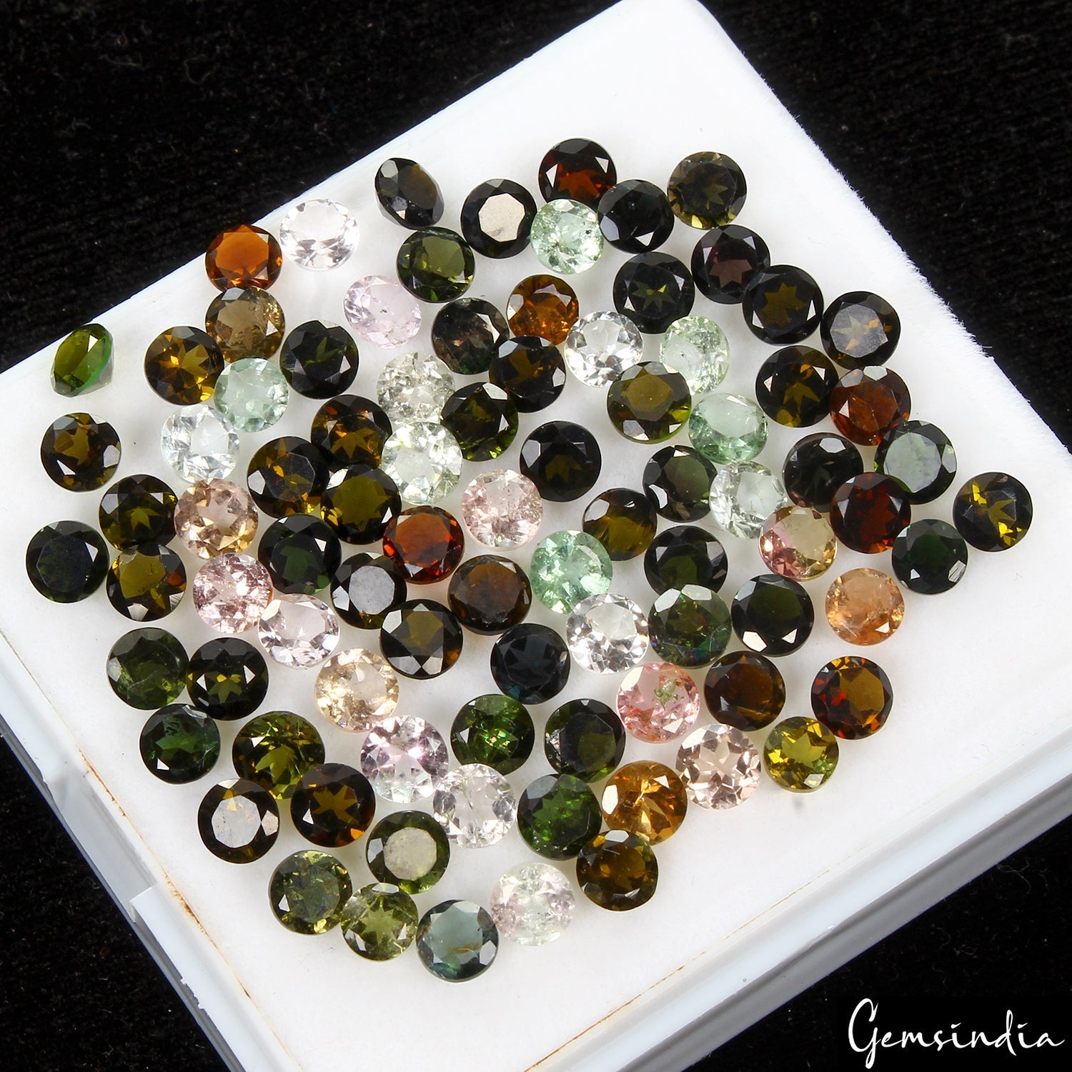 42.10 Cts Excellent Round Cut Natural Multi Color Tourmaline 89 Pcs Loose Gems