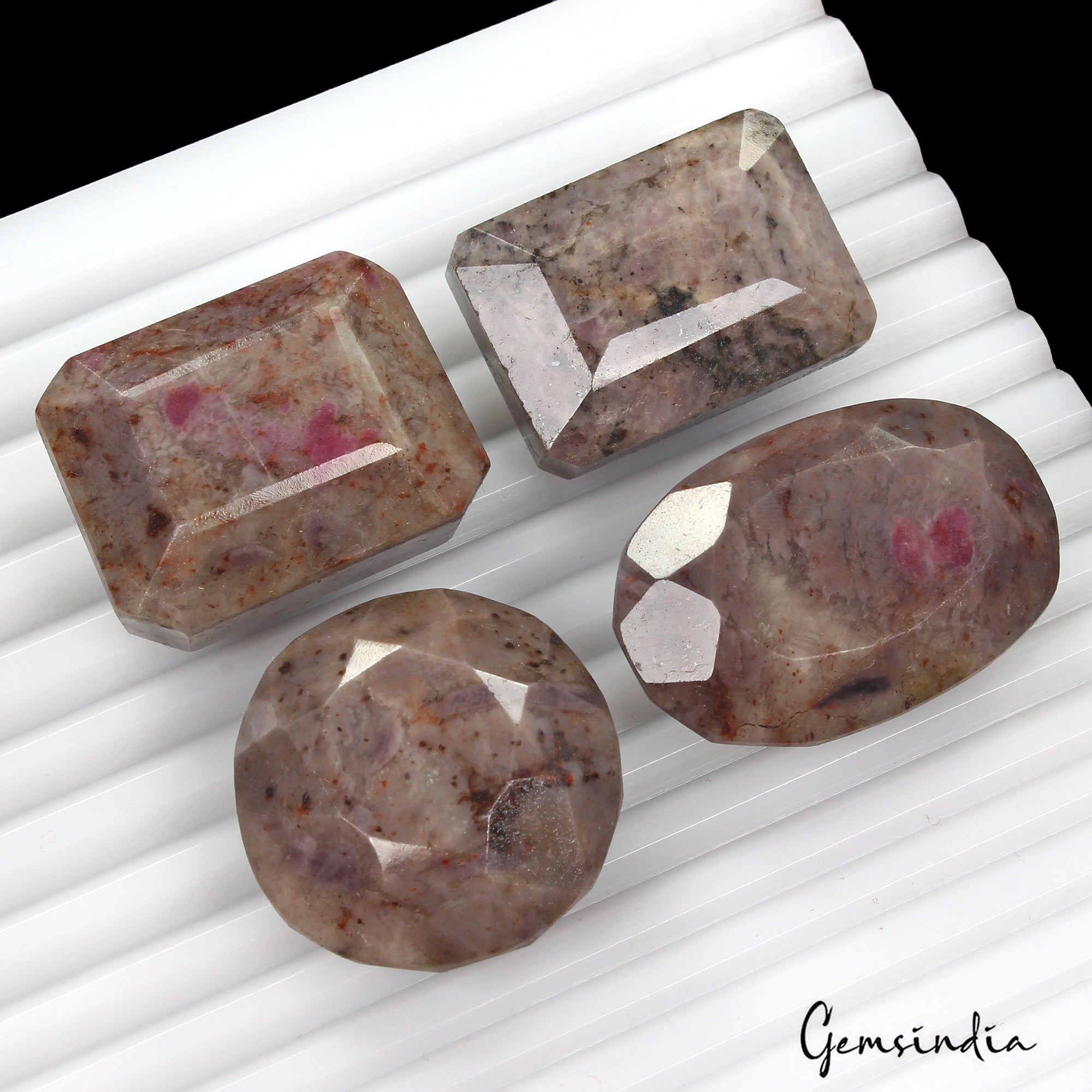 520 Ct/4 Pc Natural Untreated Ruby in Crystal Matrix Mix Cut Wholesale Gem Lot