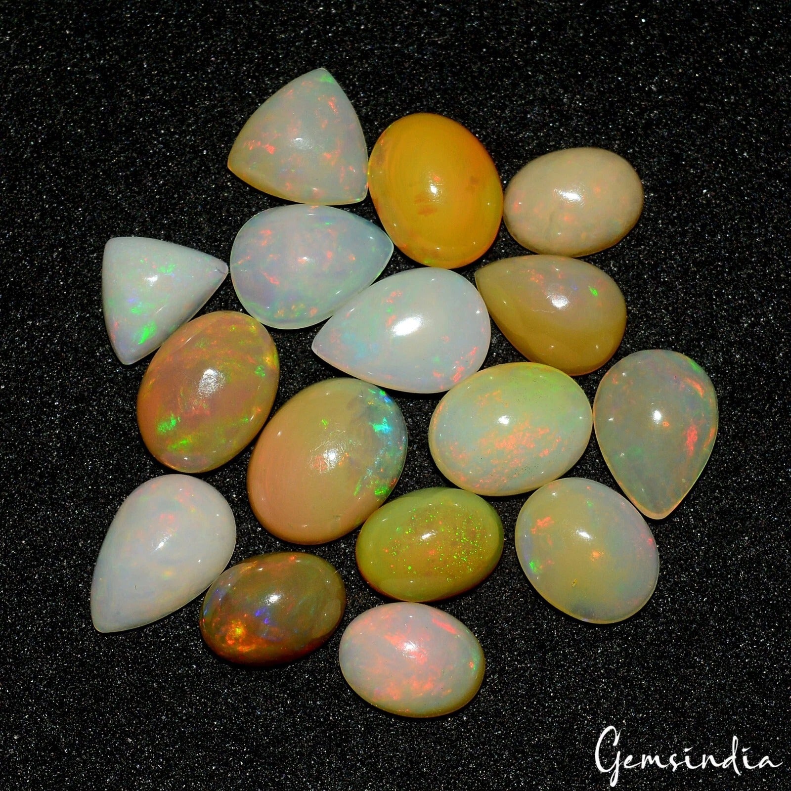 Natural Welo Fire Ethiopian Opal Mix Shape Cabochon Gemstone 15.80Ct Lot 7mm-9mm