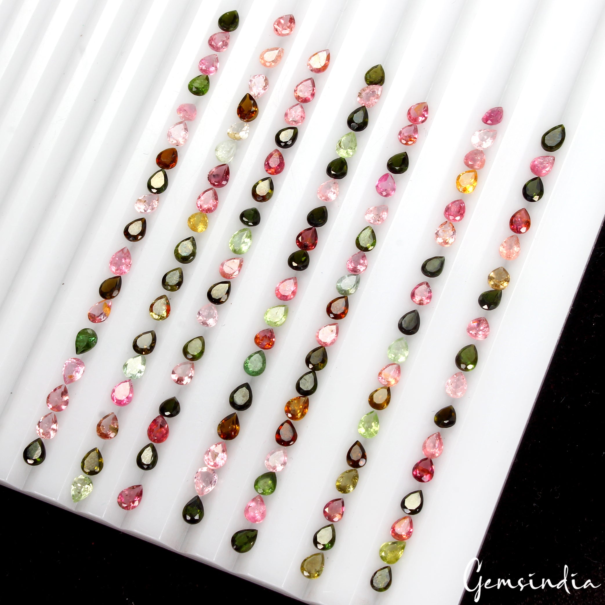 Pear Cut Natural Unheated Multi Color Tourmaline 124 Pcs 18.30 Ct 4x3mm Gems Lot