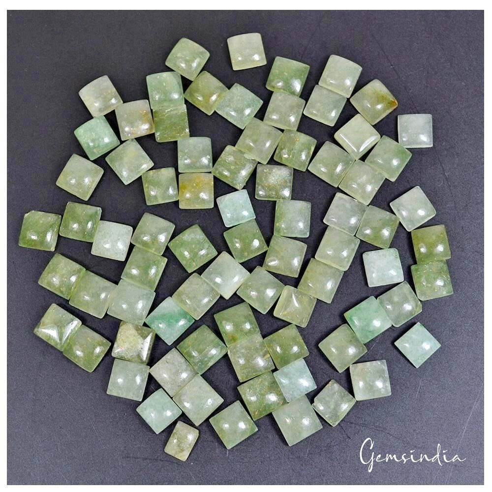 184.60 Cts/76 Pcs Natural Untreated Green Aventurine Square Cab Loose Gems Lot
