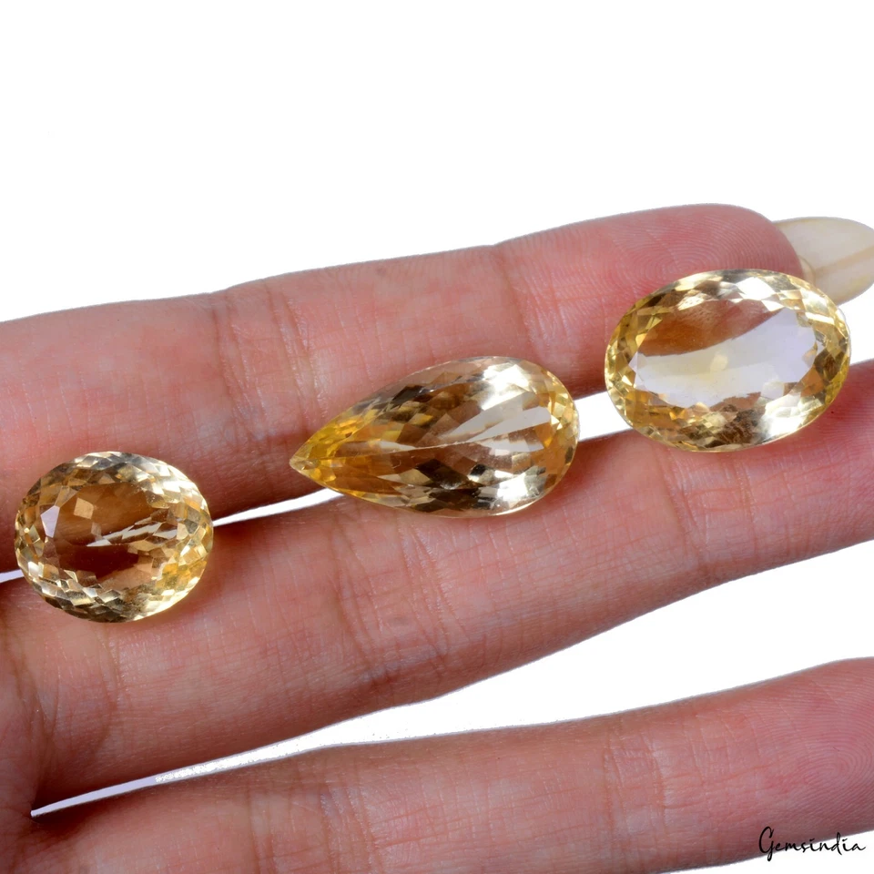 Citrine Lot, Loose Gemstone, Yellow — 3 Pieces, 15mm to 22mm, 45.30 Ct, Brazil