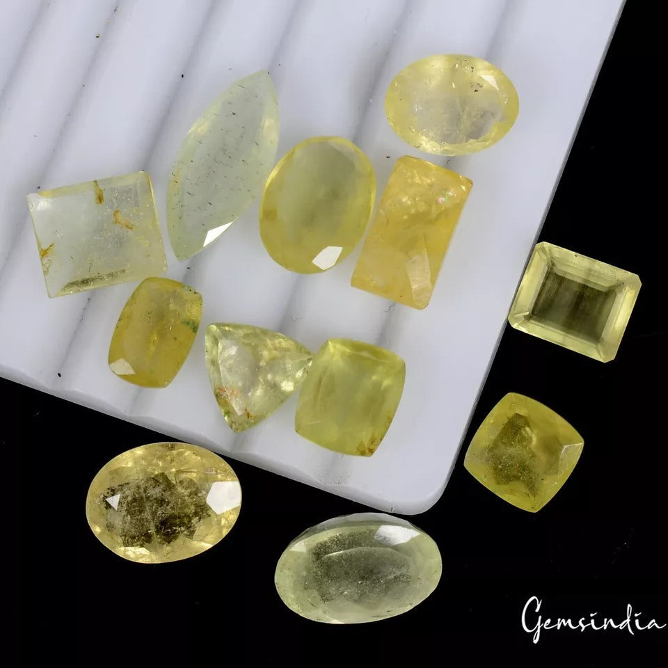 55.40 Ct./12 Pcs Natural Untreated Yellow Aquamarine Heliodor Mix Cut Loose Gems