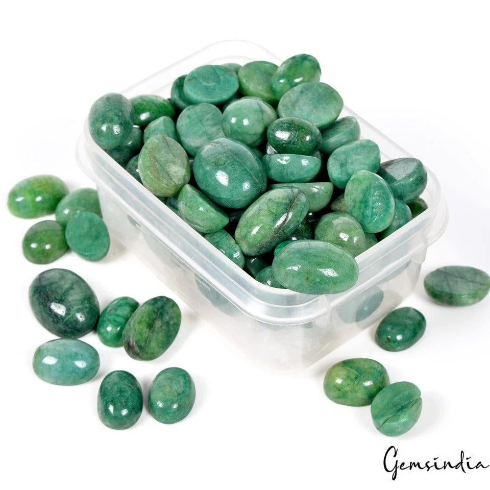 Emerald Lot, Cabochon, Color Enhanced, Green — 100 Pieces, 13mm to 22mm, 1220 Ct