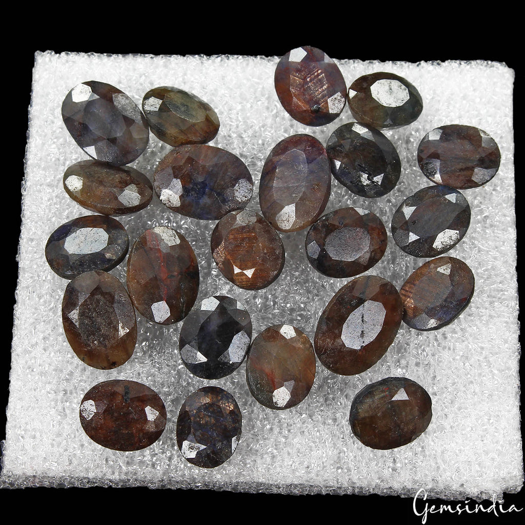 Certified 141.30 Cts/22 Pcs Natural Untreated Brown Blue Sapphire Oval Gems Lot