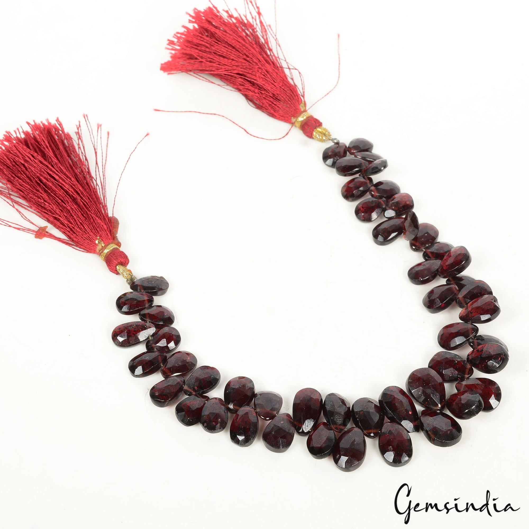 8" Natural Mozambique Garnet 9-13mm Drilled Briolettes Loose Gemstones Strand