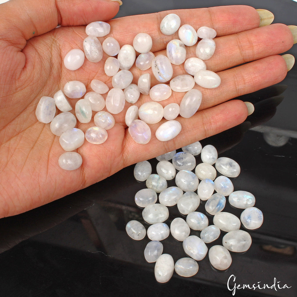 250.00 Ct Natural Untreated Blue Shine Moonstone Oval Cab Loose Gems Lot 70 Pcs
