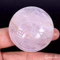 415 Cts Natural Untreated Pink Rose Quartz Round Hand Carved Huge Loose Gemstone