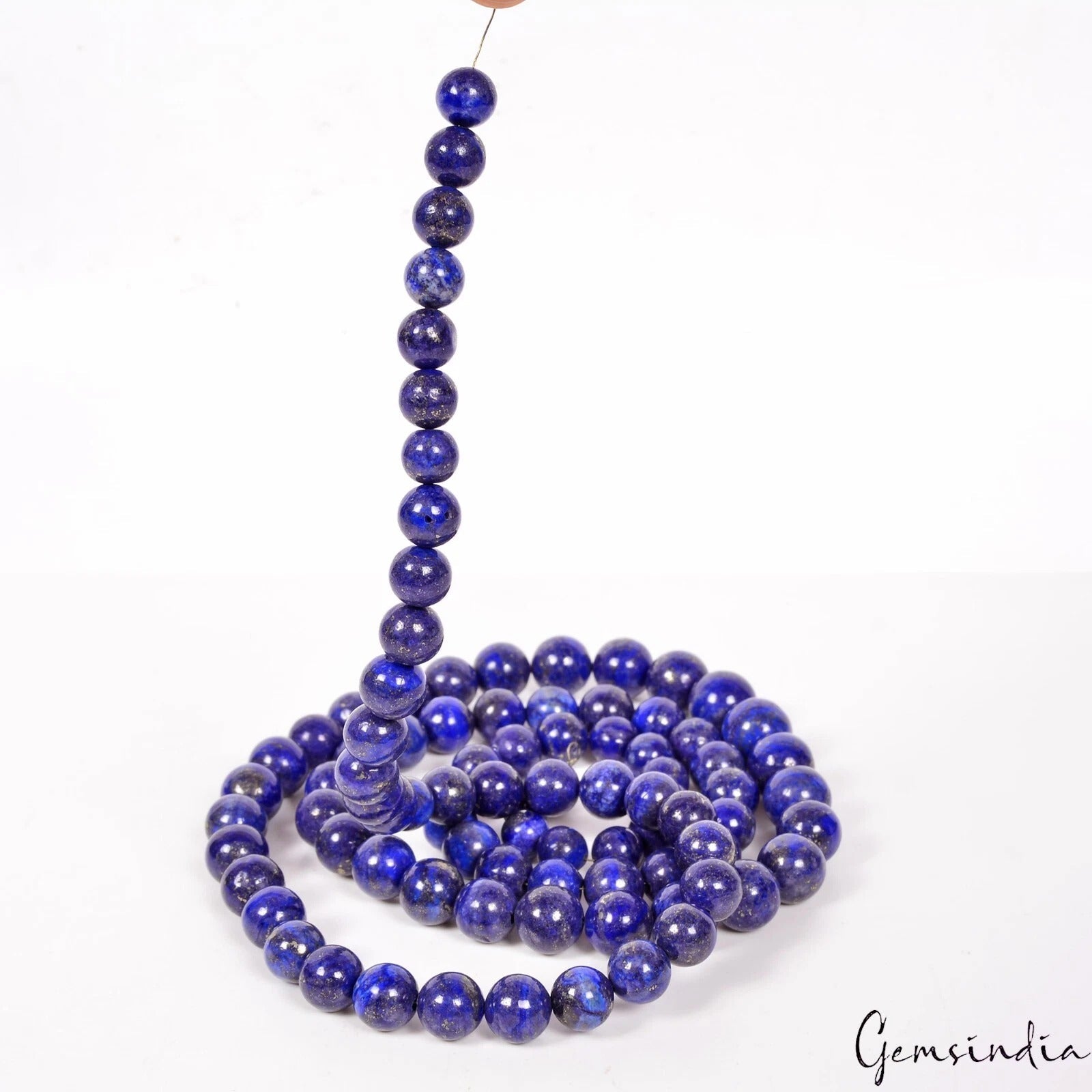 1220 Ct Natural Rondelle Glossy Blue Lapis Lazuli Beaded 10-15mm Gems Strand~41"