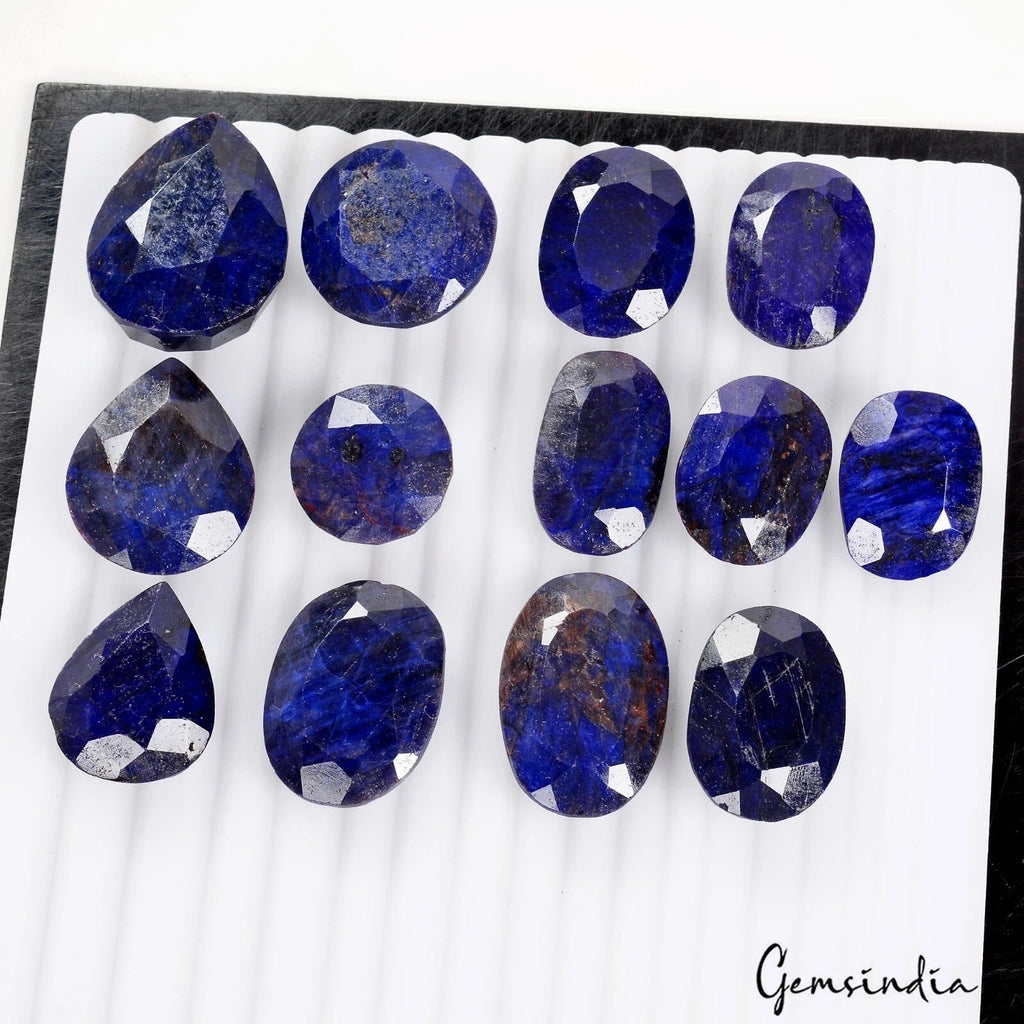 770 Cts/13 Pcs Natural African Blue Sapphire Mix Cut Loose Gems Lot For Jewelry