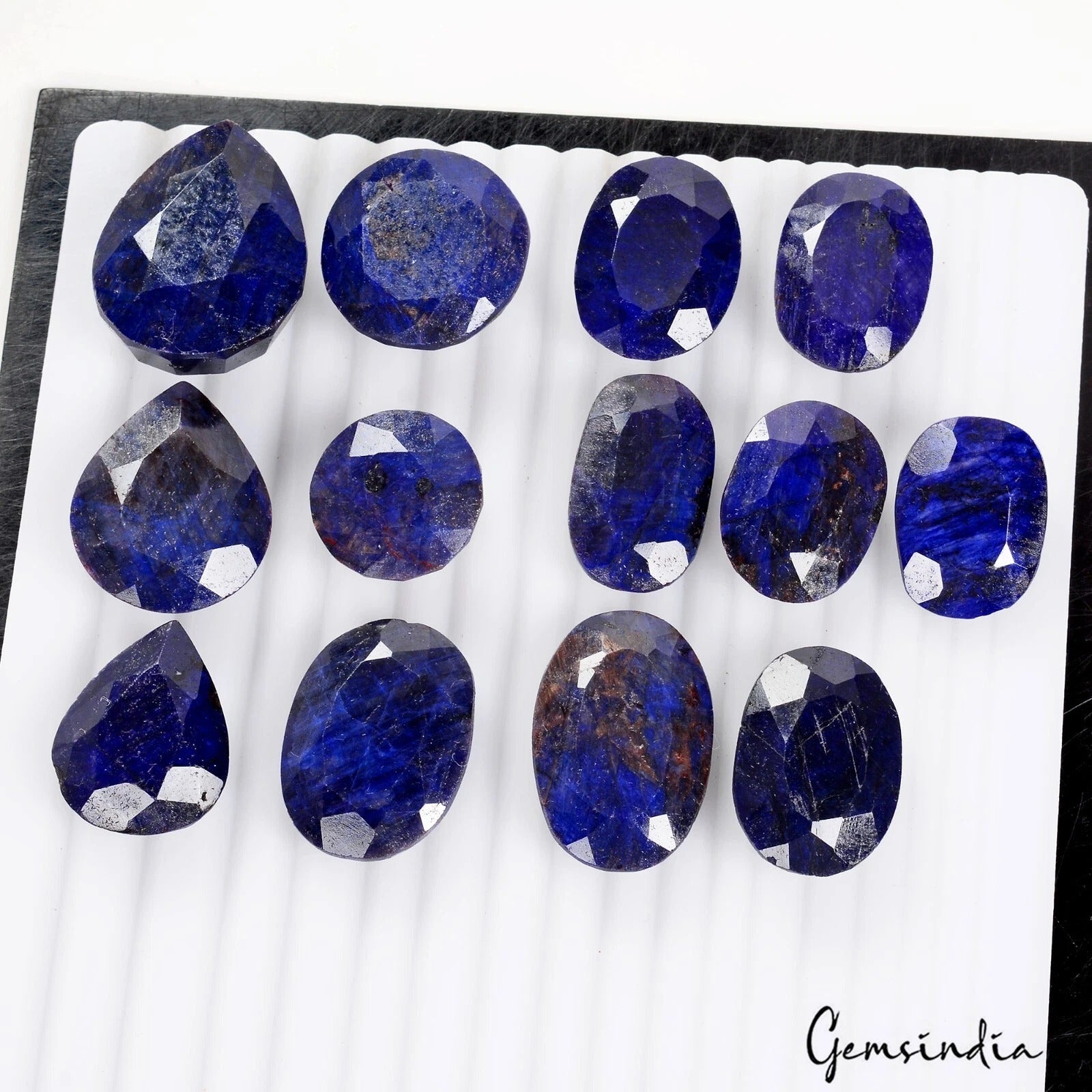 770 Cts/13 Pcs Natural African Blue Sapphire Mix Cut Loose Gems Lot For Jewelry