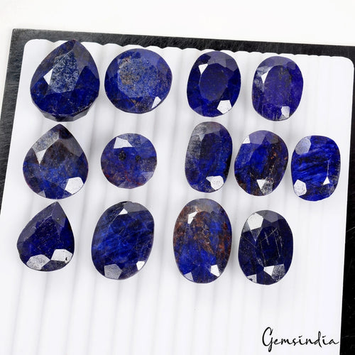 African Blue Sapphire Lot, Loose Gemstone — 13 Pieces, 20mm To 32mm, 770 Ct, Africa