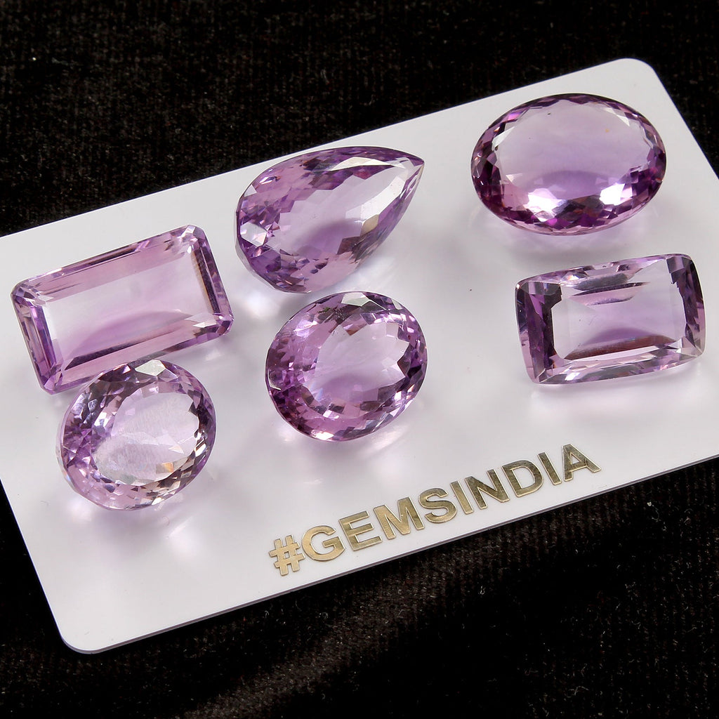 106 Ct /6 pcs Mix Shape Natural Purple Amethyst ~Unheated, Brazil Certified Gems