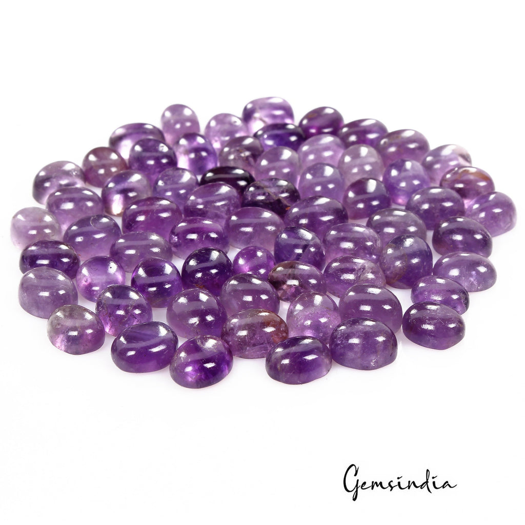 270 Cts/62 Pcs Natural Untreated Purple Amethyst Round Cab Gems Lot For Jewelry