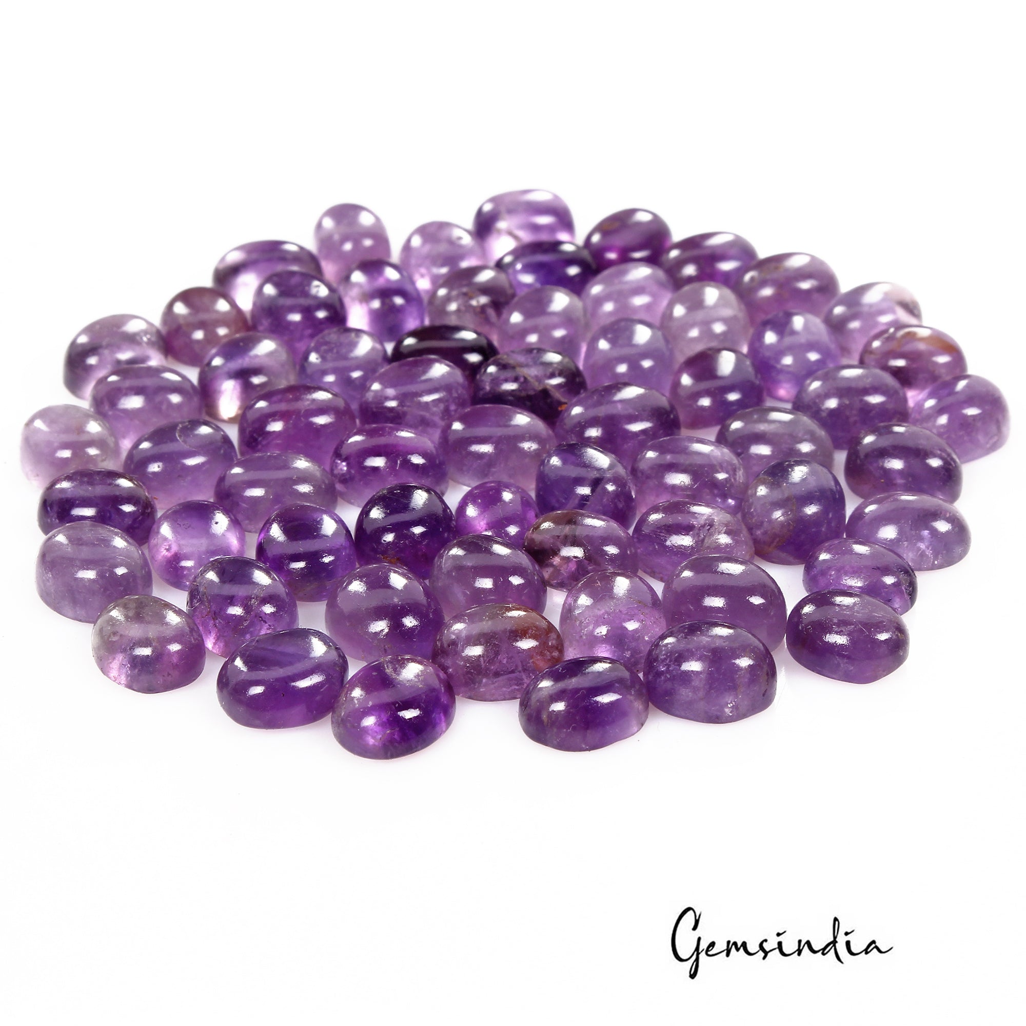 270 Cts/62 Pcs Natural Untreated Purple Amethyst Round Cab Gems Lot For Jewelry