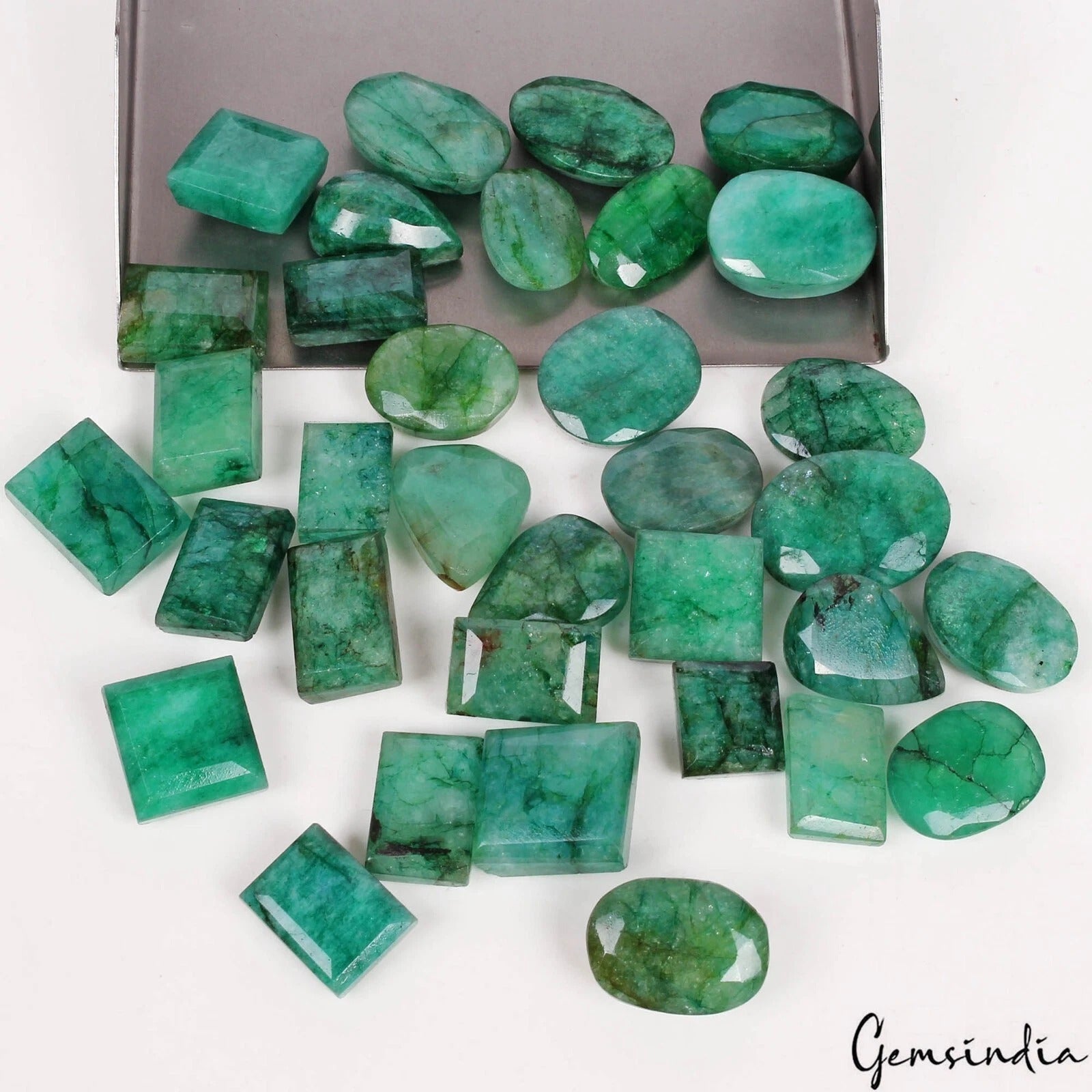 34 Pcs Natural Green Emerald From Brazil 10-15mm Loose Mix Cut Gemstones~500 Ct