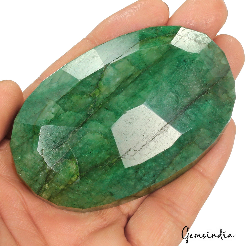 880Ct Natural Green Brazilian Emerald Oval Faceted Cut Huge Earth Mined Gemstone