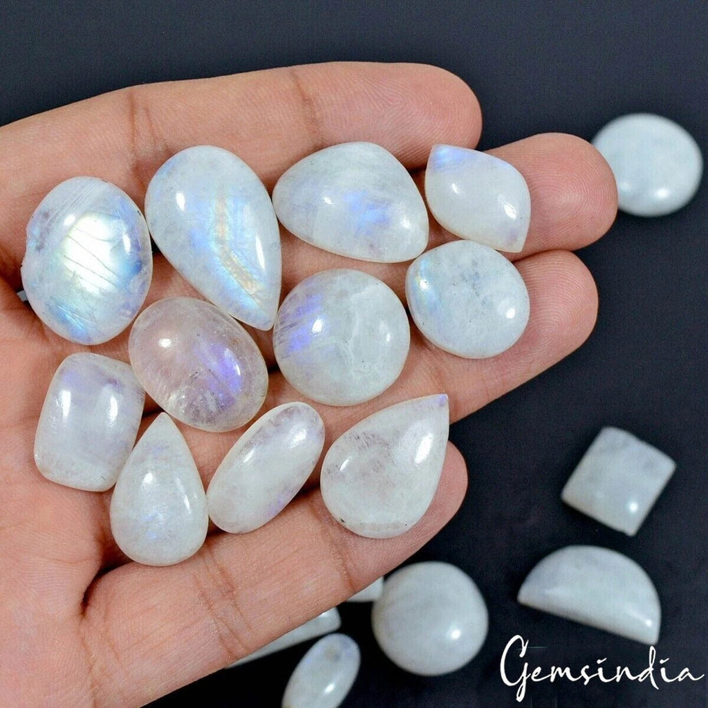 440 Ct/31 Pc Natural Untreated Blue Shine Moonstone Mix Cabochon Loose Gemstones