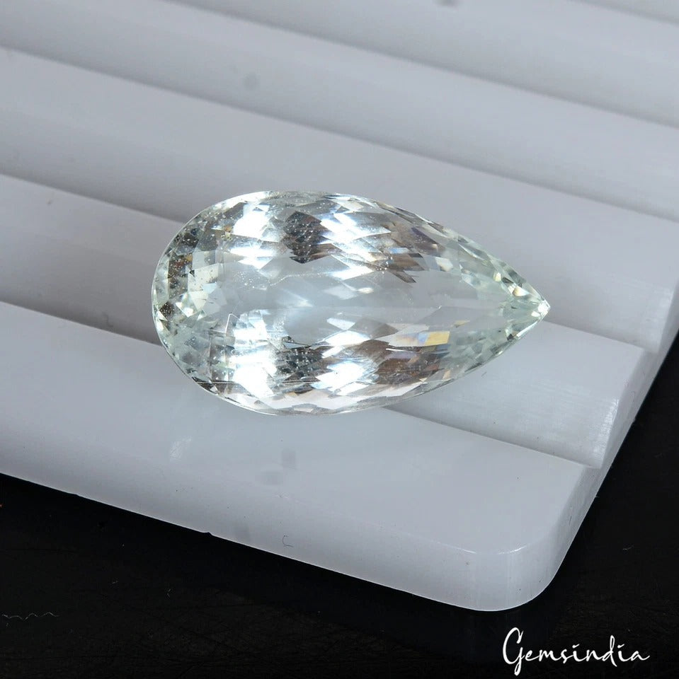 Certified 13.50 Ct Natural Aquamarine Untreated Pear Cut Jewelry Making Gemstone