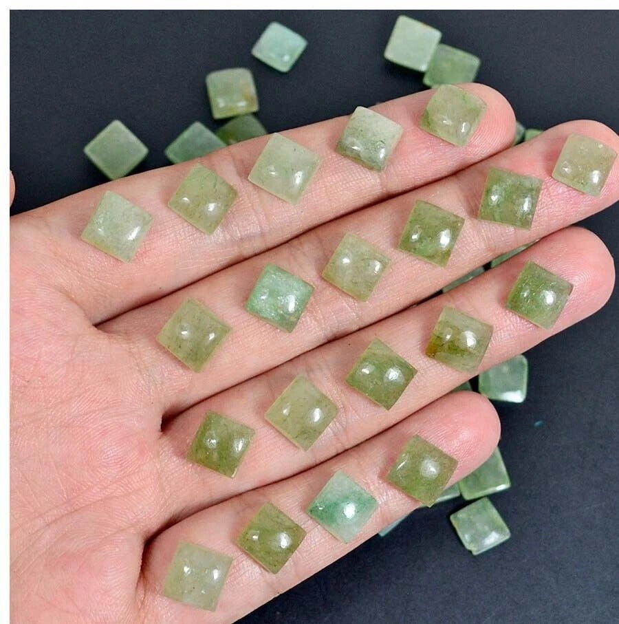 184.60 Cts/76 Pcs Natural Untreated Green Aventurine Square Cab Loose Gems Lot