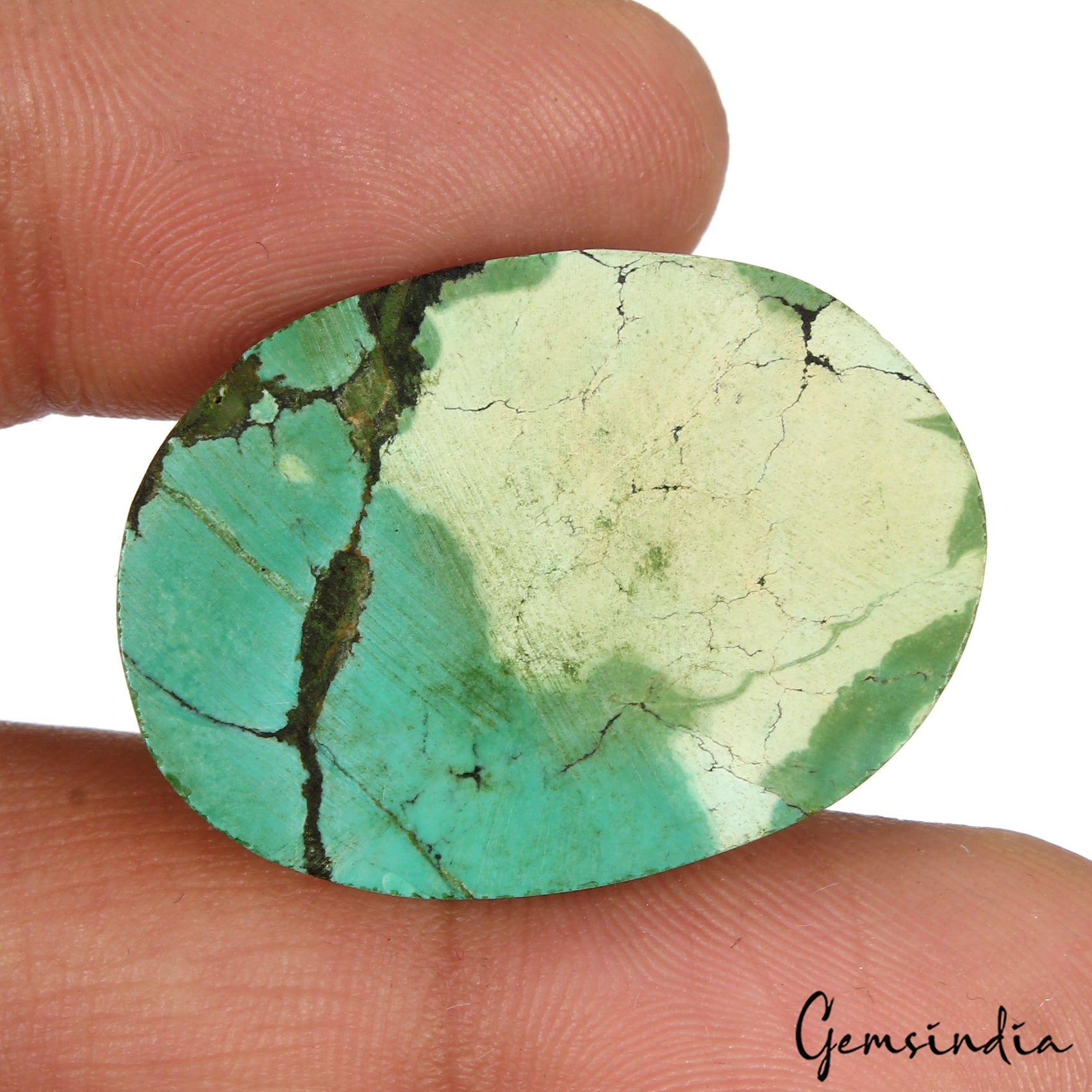 35.80 Cts Natural Bi-color Turquoise Oval Cabochon Loose Gemstone For Pendant