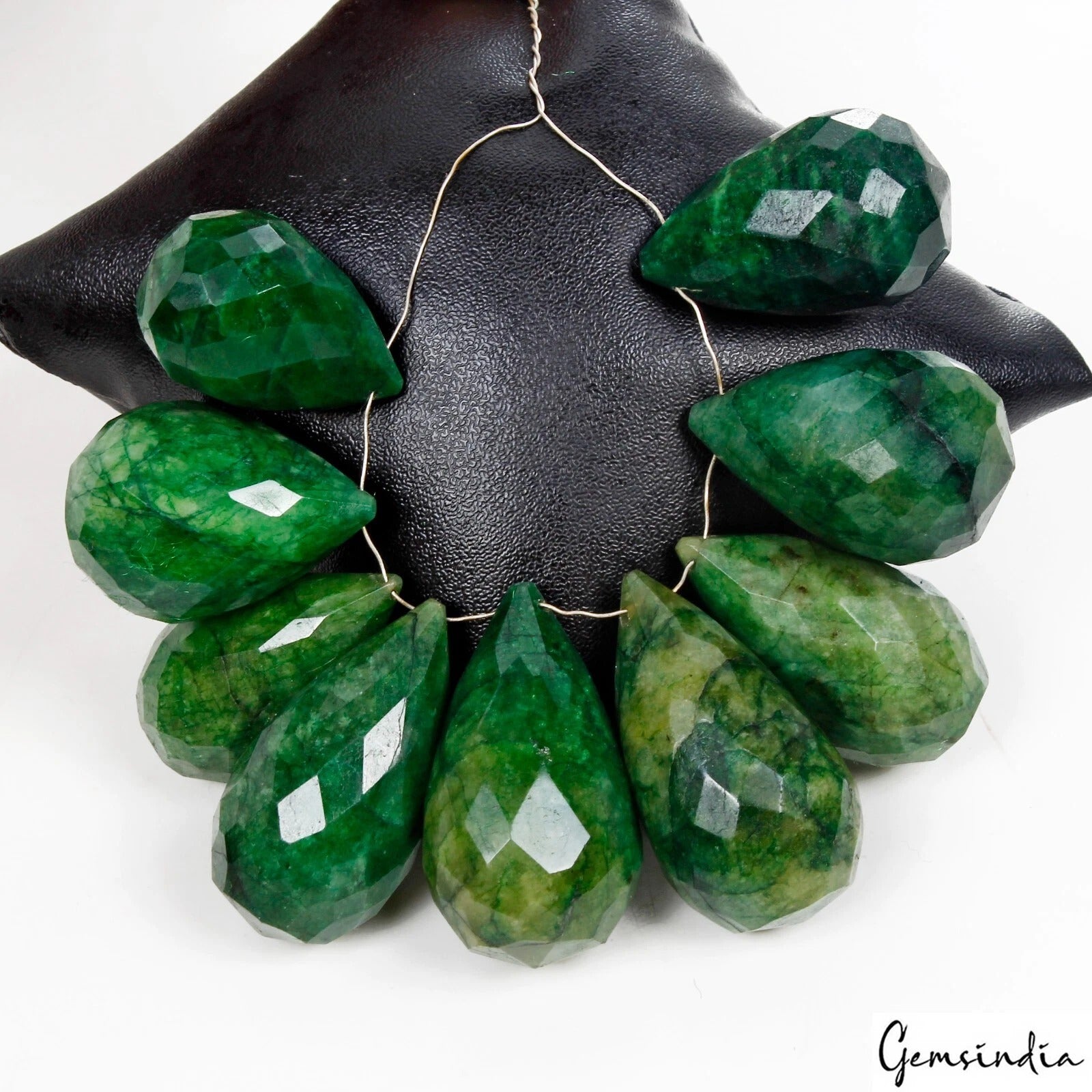 Emerald Beaded Strand, Color Enhanced, Green — 27mm to 36mm, 690 Ct, Brazil