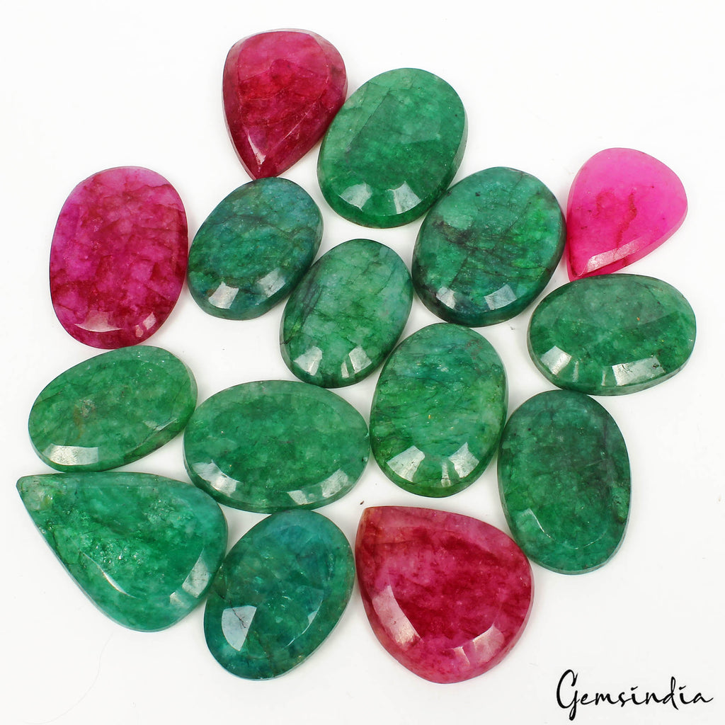 Red Beryl Lot, Loose Gemstone, Green — 15 Pieces, 33mm to 43mm, 1180 Ct