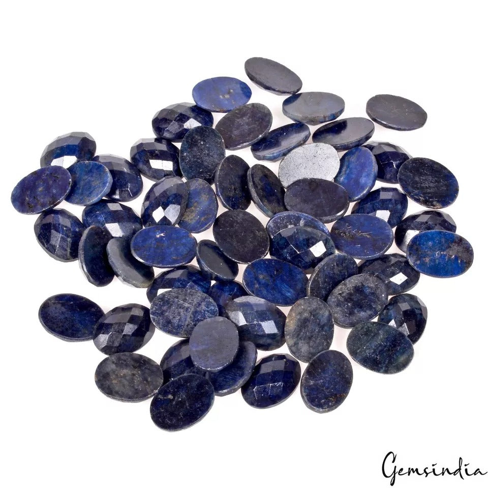 540 Cts/56 Pcs Natural Blue Sapphire Oval Checker Cut Calibrated 15x11mm Gem Lot