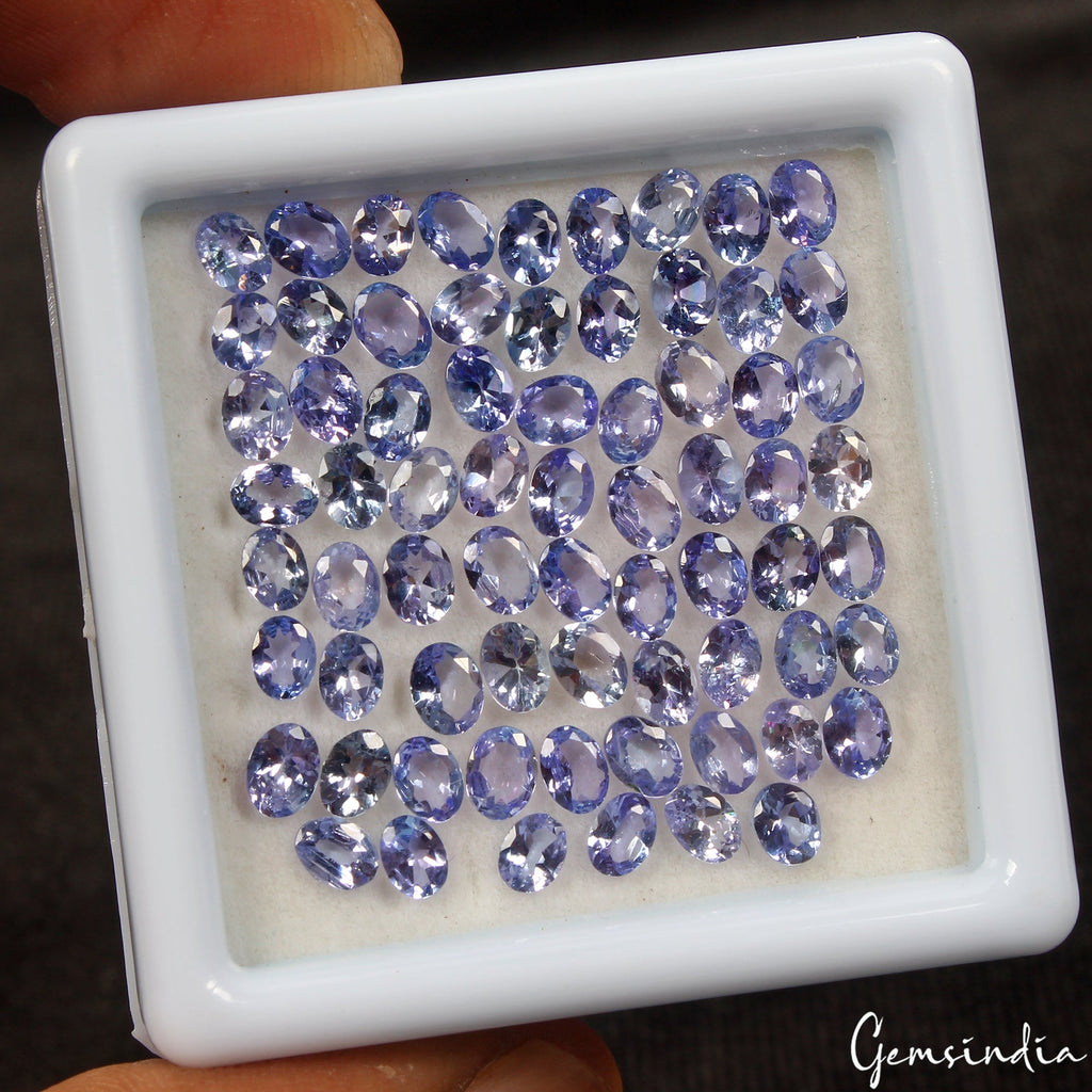 70 Pc Natural Blue Tanzanite Oval cut 4x3mm Loose Unheated Jewelry Gemstones Lot