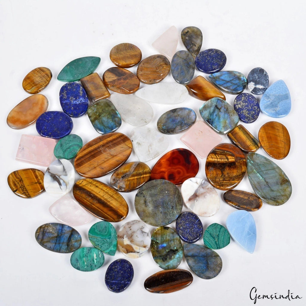 1850 Ct. Wholesale Lot Natural Cabochon Flatback Semi-precious Gemstones /52 Pcs