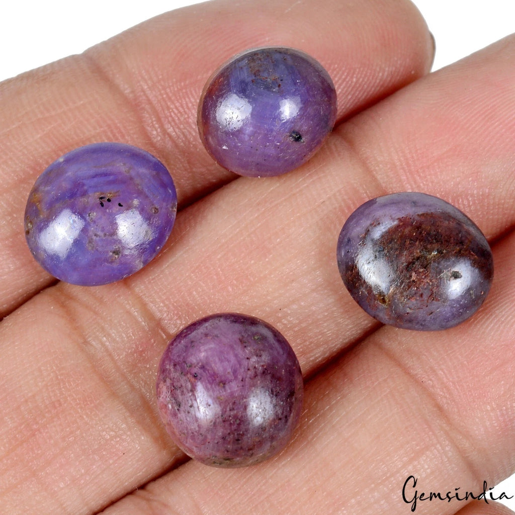 Star Sapphire Lot, Cabochon, Untreated — 4 Pieces, 12mm to 13mm, 44.10 Ct, Madagascar