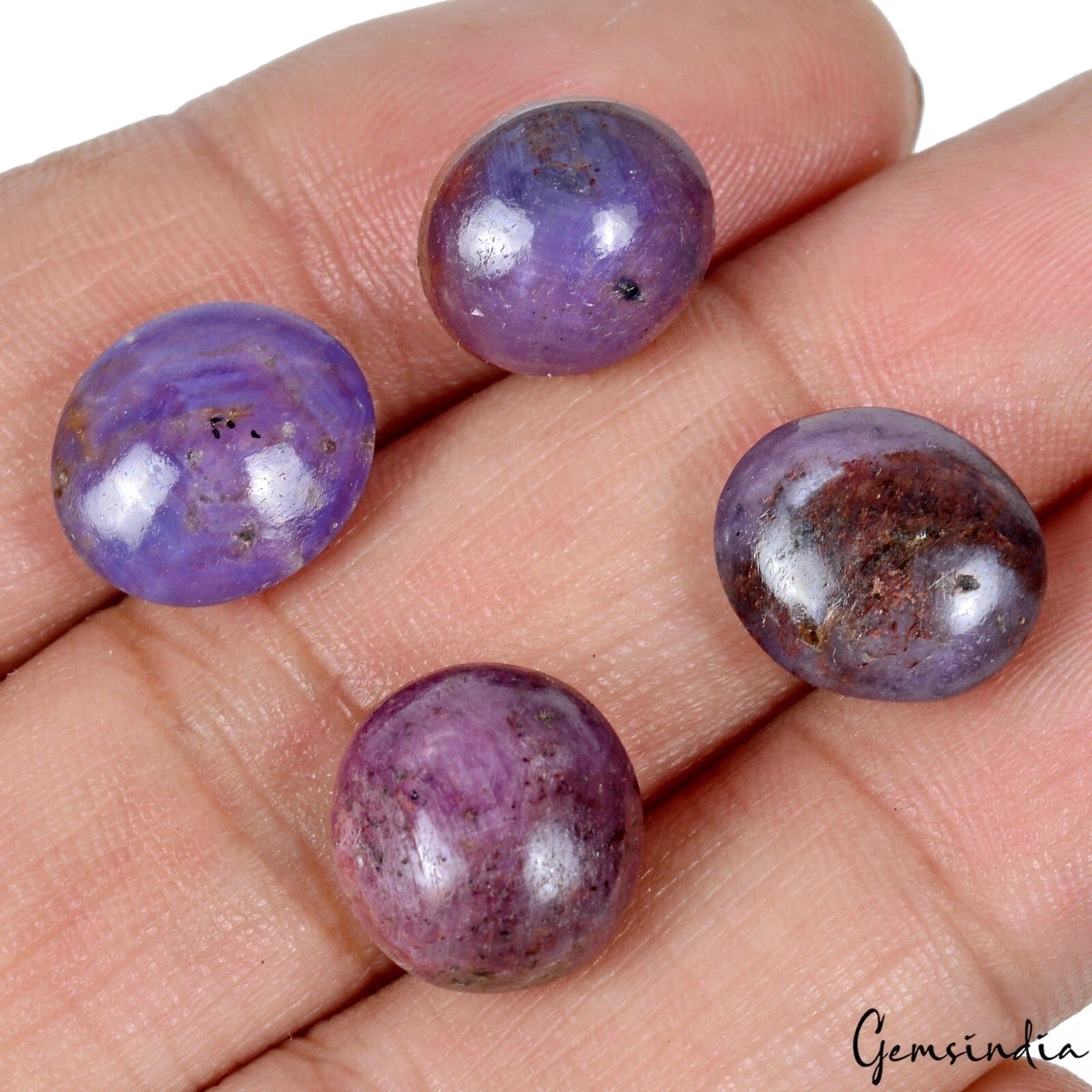 Star Sapphire Lot, Cabochon, Untreated — 4 Pieces, 12mm to 13mm, 44.10 Ct, Madagascar