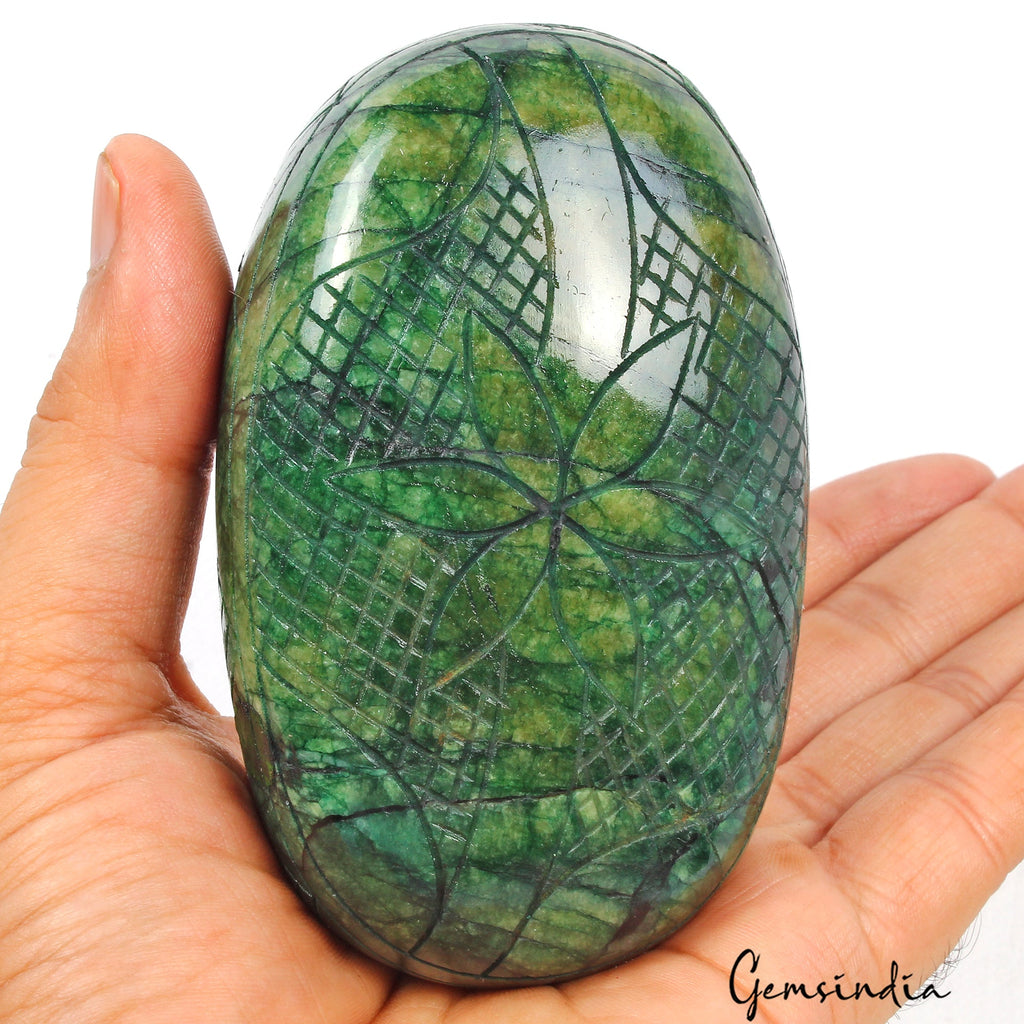 2280 Cts Natural Brazilian Dark Green Emerald Oval Carving Huge Earth Mined Gem