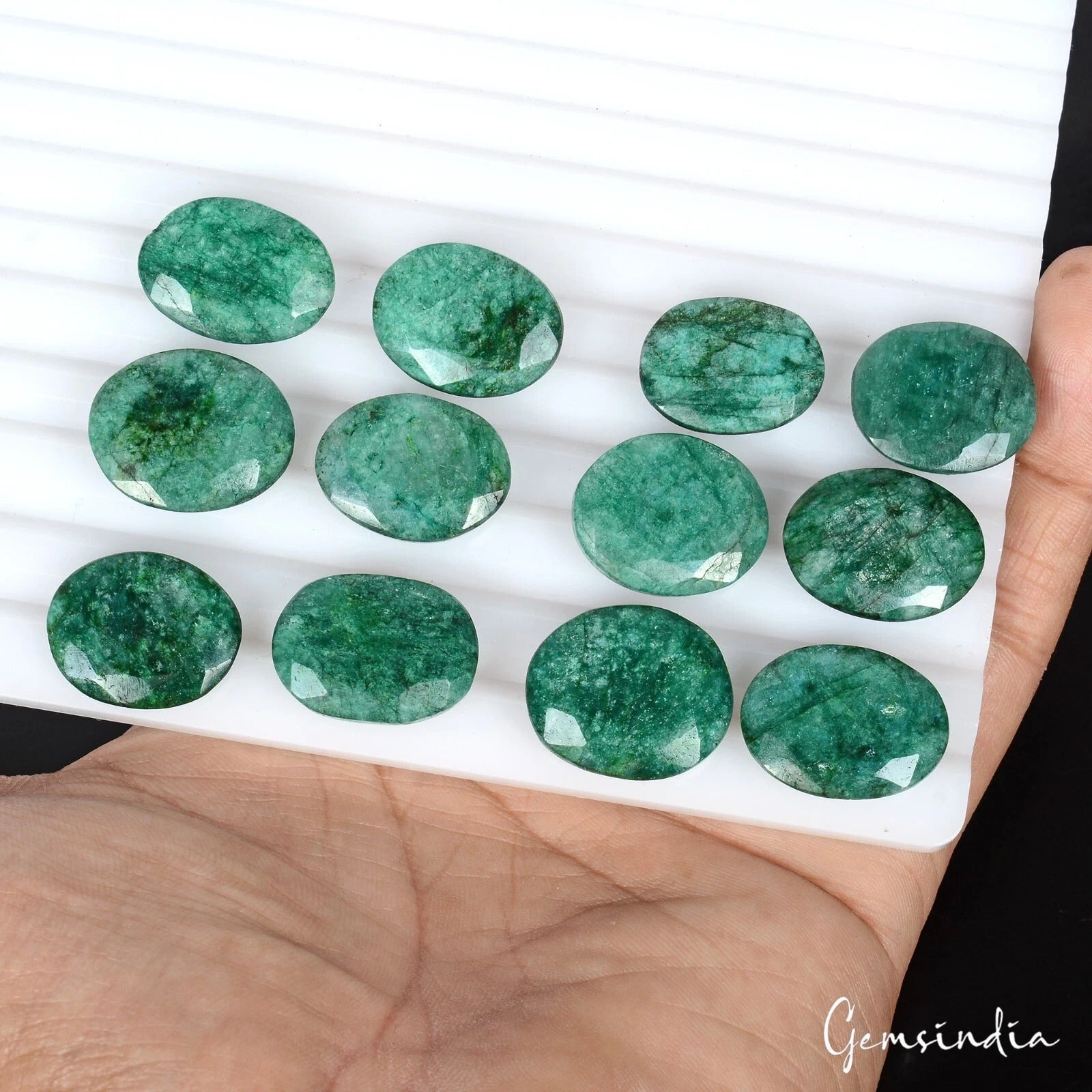 230 Ct Natural Green Emerald Oval Cut Loose 19-21mm Gemstones Wholesale Lot~12Pc