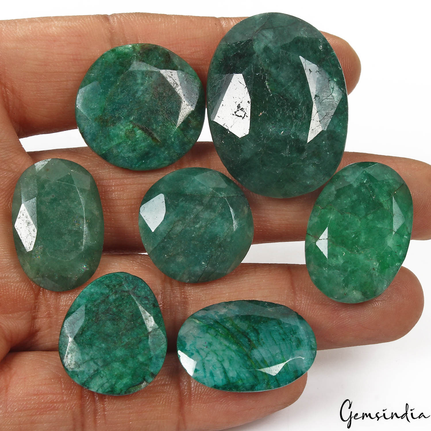 250 Cts/7 Pcs Natural Brazilian Green Emerald Mix Cut Loose Wholesale Gems Lot