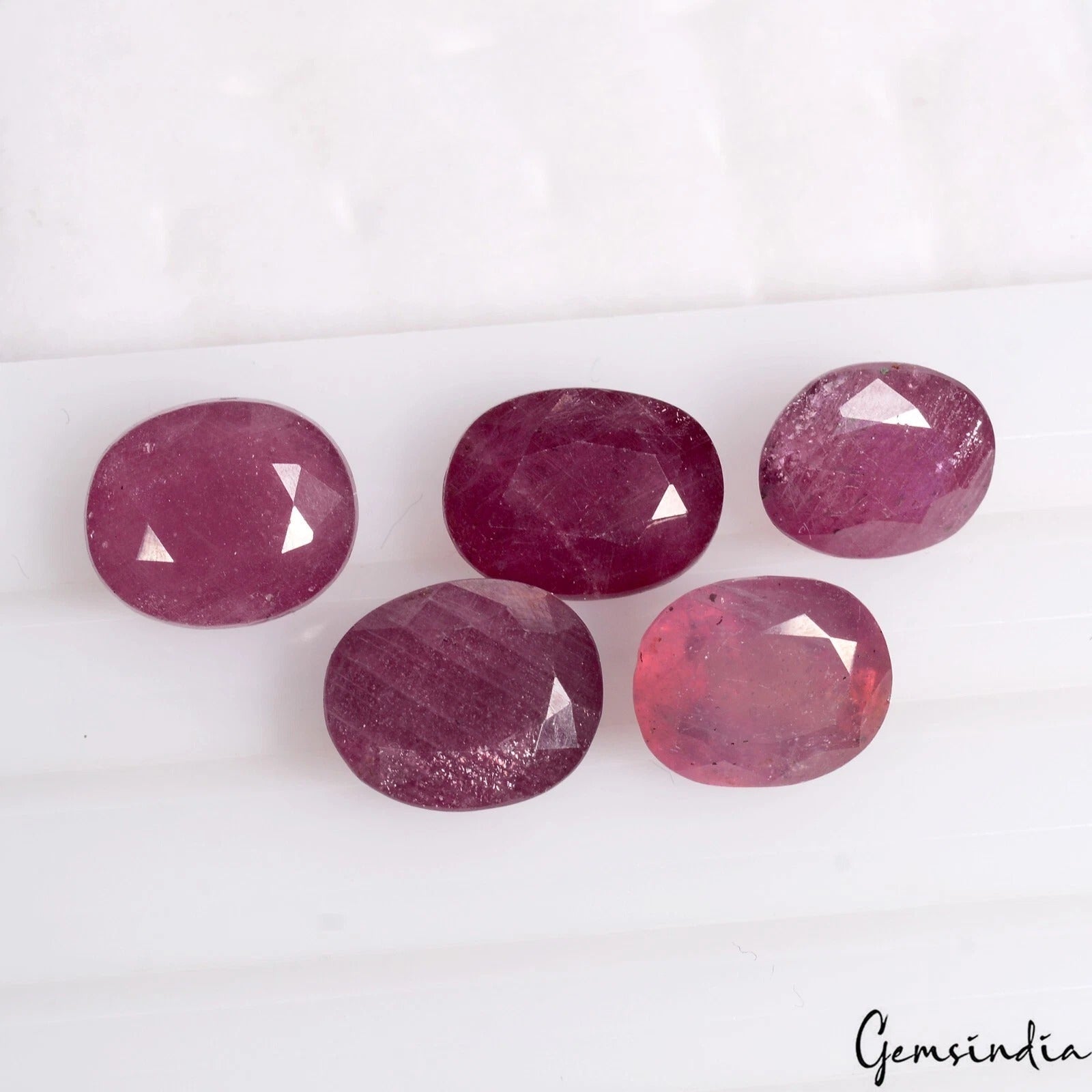 Certified 37.60 Cts/5 Pcs Natural Mozambique Red Ruby Oval Faceted Loose Gem Lot