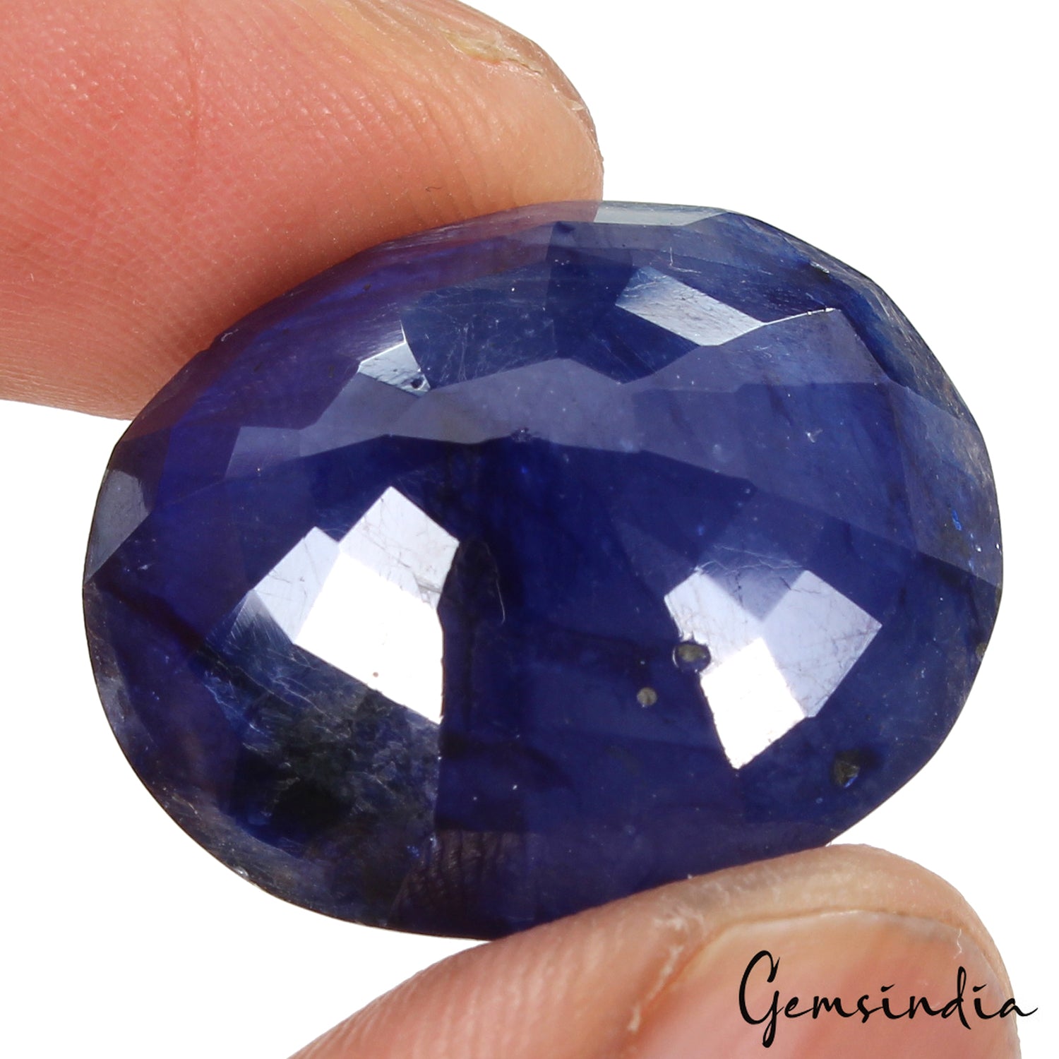 Ceylon Blue Sapphire Loose Gemstone, Oval Cut, Heated — 25 x 21 x 10mm, 48.50 Ct, Sri Lanka