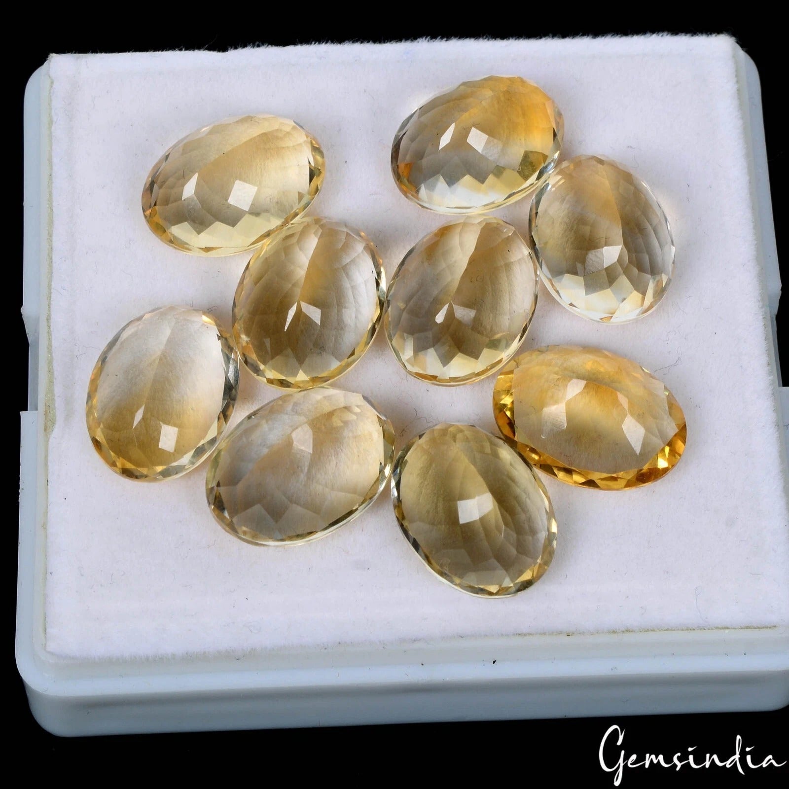 80.20 Ct Natural Yellow Citrine Oval Cut Loose Faceted 15x11mm Gemstones Lot 9Pc