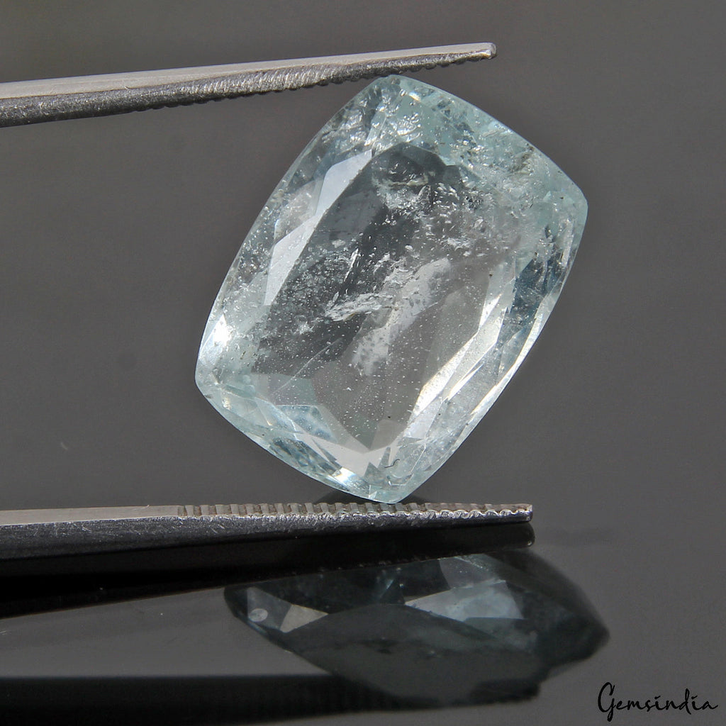 14 Ct Natural Untreated Breath Taking Blue Aquamarine Cushion Cut Loose Gemstone