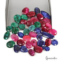390 Cts/43 Pcs Natural Red Beryl Bixbite Green Emerald Blue Beryl Mixed Cut Gems