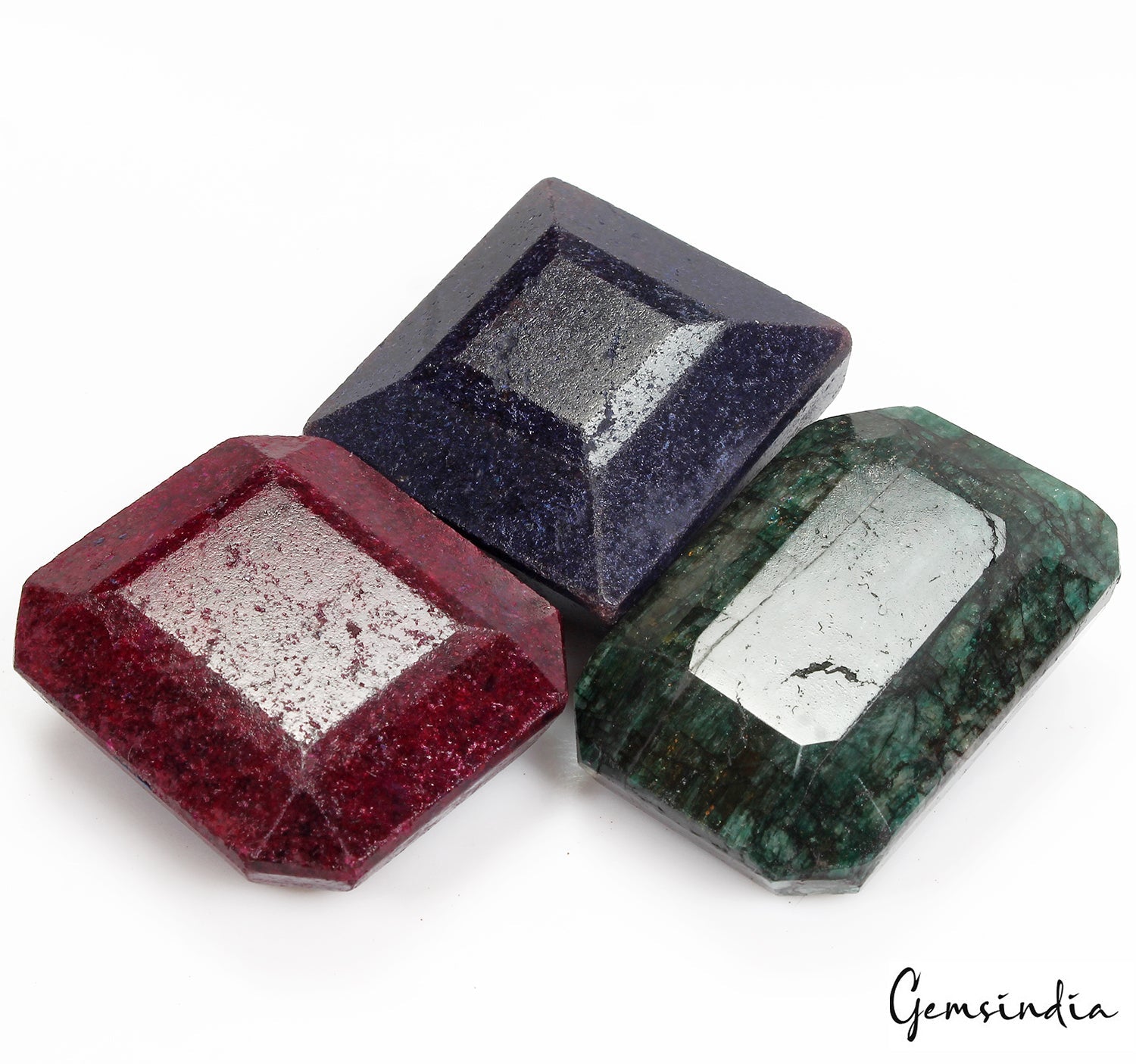 1350 Cts Natural Ruby, Sapphire & Emerald Octagon Cut Huge Gemstones 42-56mm