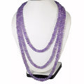 Purple Amethyst 900 Cts Natural Untreated Round Beads 3 Strand Necklace~19-25 in