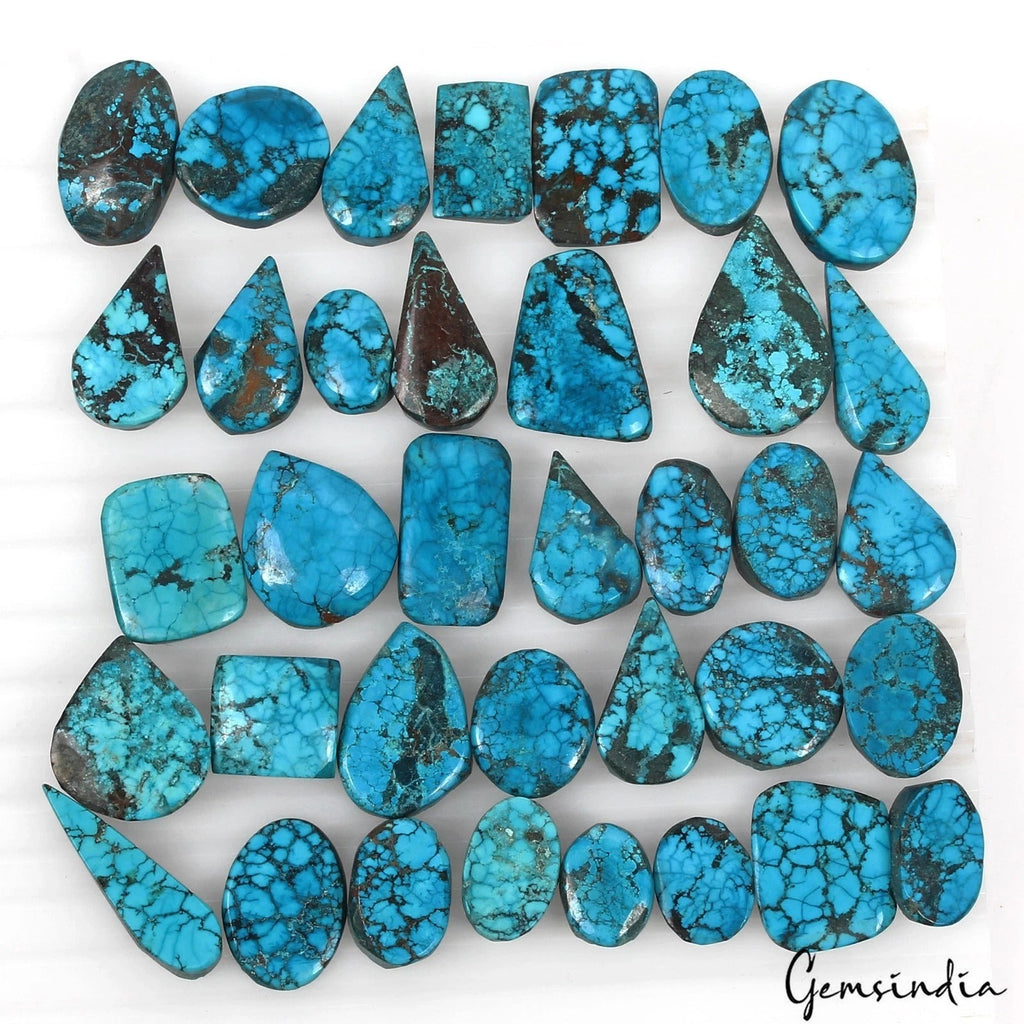 380 Cts/36 Pcs Natural Blue Arizona Spider Web Turquoise Mix Cab Loose Gems Lot