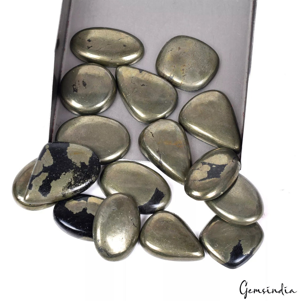 16 Pcs Natural Untreated Gold Pyrite Loose Cabochon 21-30mm Wholesale Gems~500Ct