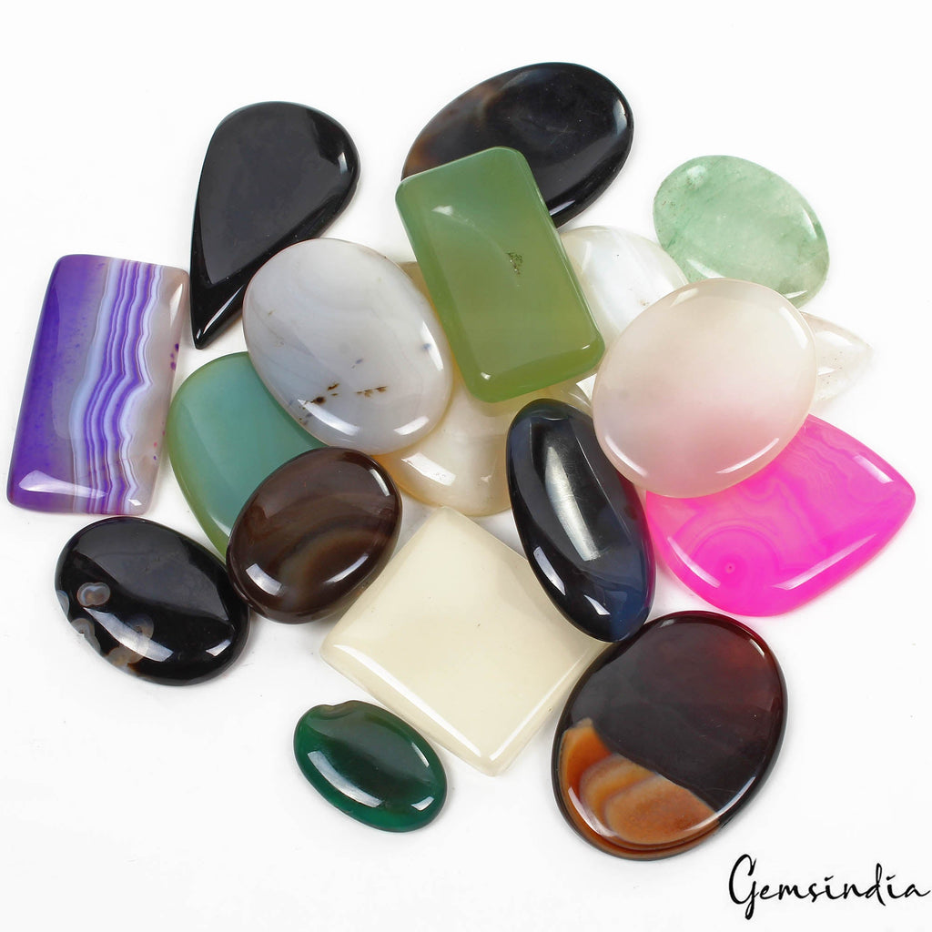 1600 Ct/18 Pcs Natural Untreated Multi Color Onyx Agate Loose Wholesale Gems Lot