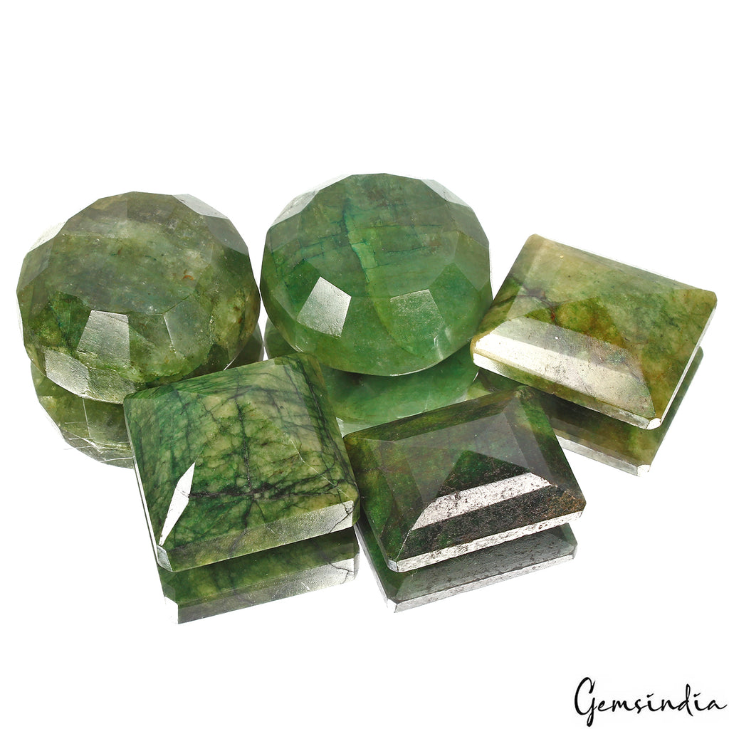 Emerald Lot, Loose Gemstone, Color Enhanced, Green — 5 Pieces, 38mm to 50mm, 1500 Ct, Brazil